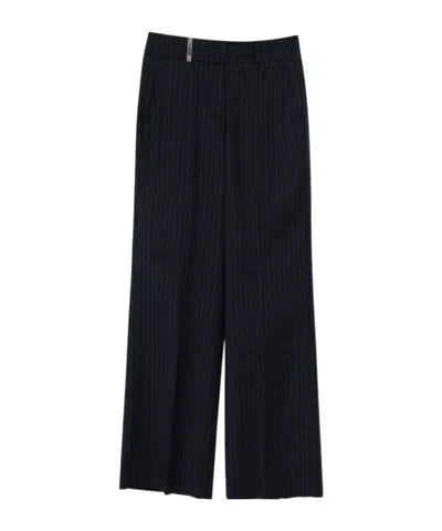 Peserico Striped Detail Casual Pants In Black