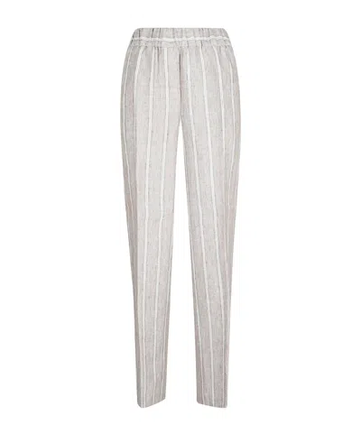 Peserico Striped Elastic-waist Pants In Gray