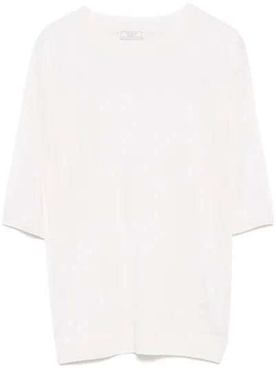 Peserico Striped Fine-knit T-shirt In Neutrals