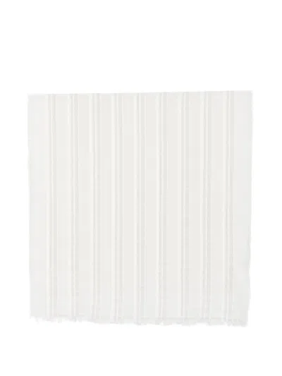 Peserico Striped Frayed Scarf In White