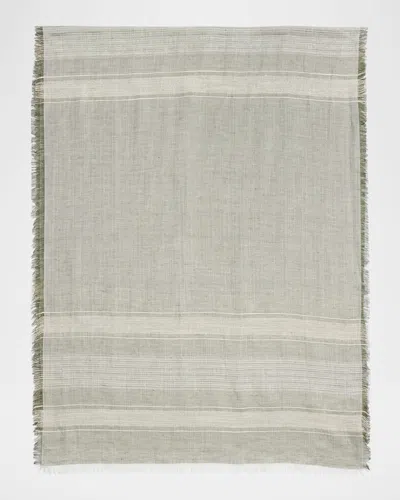 Peserico Striped Fringe-trim Stole In Gray