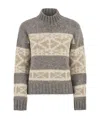Peserico Striped High-neck Sweater In Gray