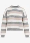 Peserico Striped Wool Silk Cashmere Blend Sweater In Gray