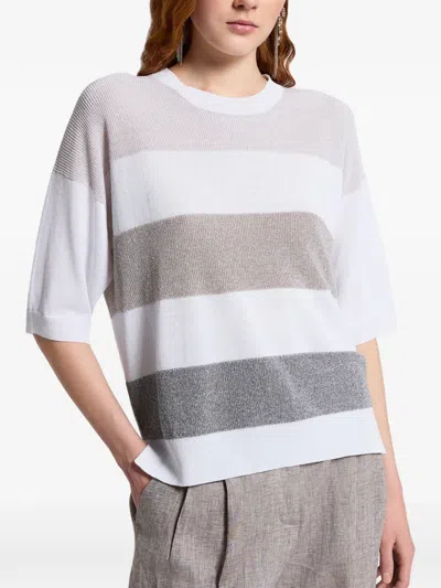 Peserico Striped Knitwear In White