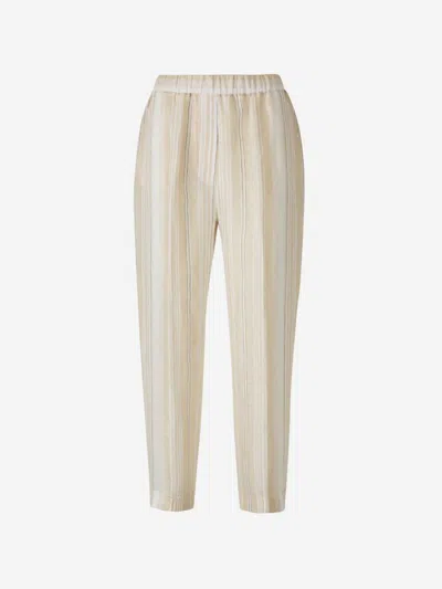 Peserico Striped Relaxed Fit Pants In Beige