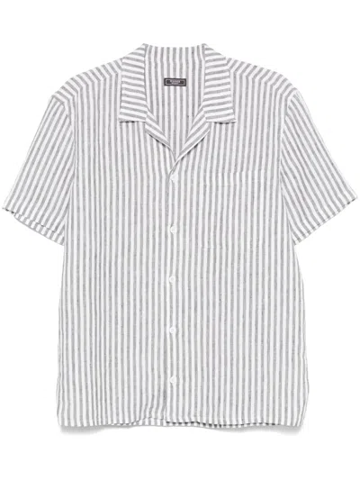 Peserico Striped Linen Shirt In Blue