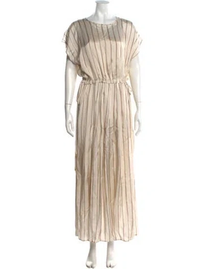 Pre-owned Peserico Striped Long Dress In Neutral