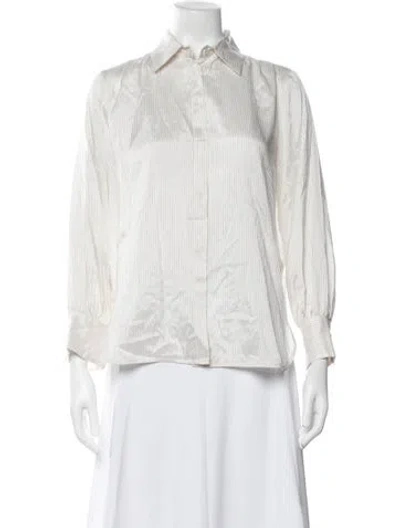 Pre-owned Peserico Striped Long Sleeve Blouse In White