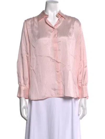 Pre-owned Peserico Striped Long Sleeve Button-up Top In Pink