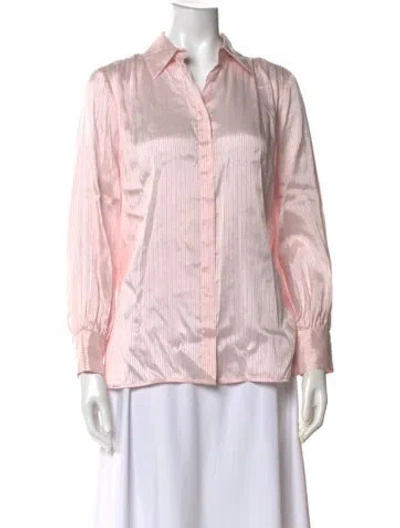 Pre-owned Peserico Striped Long Sleeve Button-up Top In Pink