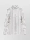 Peserico Striped Long Sleeve Shirt With Cuffed Sleeves In White