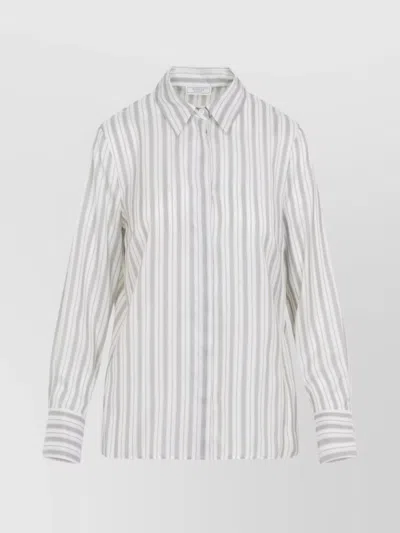 PESERICO STRIPED LONG SLEEVE SHIRT WITH CUFFED SLEEVES