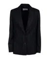 Peserico Stripe-pattern Single-breasted Blazer In Black