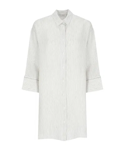 Peserico Striped Long-sleeved Shirt In White