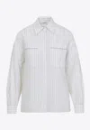 Peserico Concealed Button Long Sleeve Blouse In White