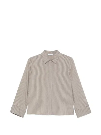 Peserico Striped Long-sleeve Shirt In Gray