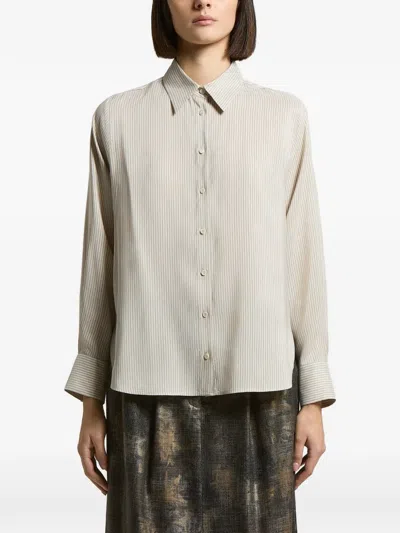 Peserico Striped Long-sleeved Shirt In Multi