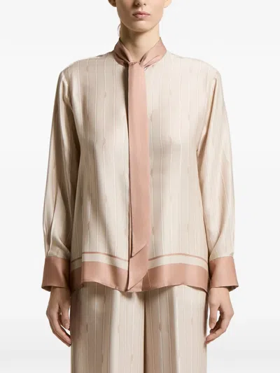 Peserico Striped Long-sleeved Shirt In Neutral