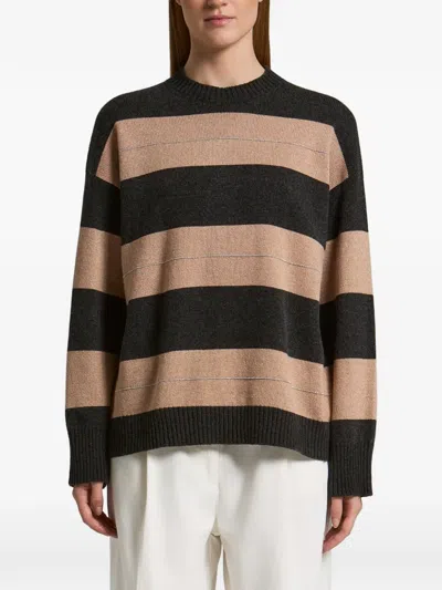 Peserico Striped Lurex-detail Sweater In Brown
