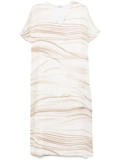 Peserico Striped Midi Dress In White