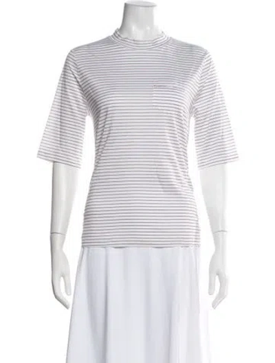 Pre-owned Peserico Striped Mock Neck Top In White