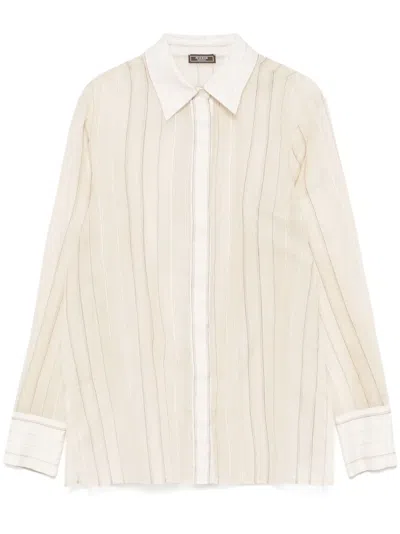 Peserico Striped Organza Shirt In Neutrals
