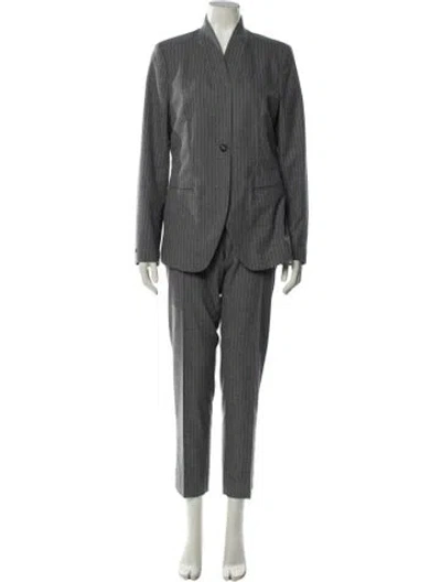 Pre-owned Peserico Striped Pantsuit In Gray