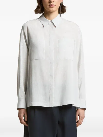 Peserico Striped Patch-pocket Shirt In White