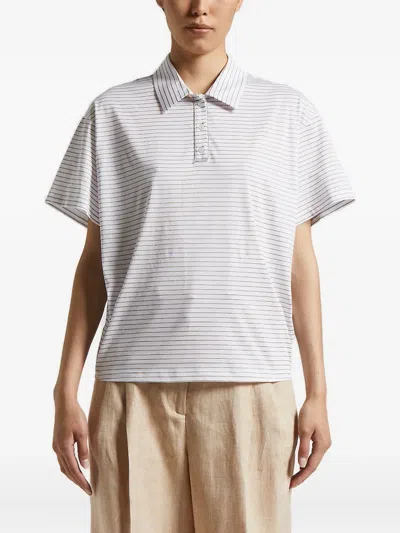 Peserico Striped-pattern Polo Shirt In White