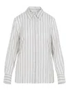 Peserico Striped Long Sleeve Shirt With Cuffed Sleeves In Blue