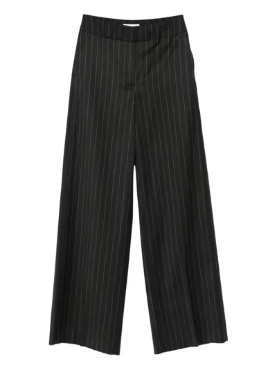 Peserico Striped-pattern Trousers In Black