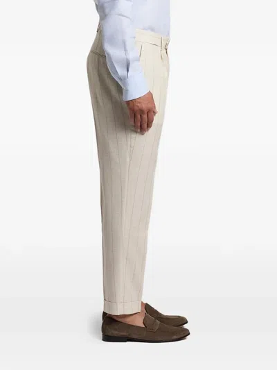 Peserico Striped Pleated Trousers In White