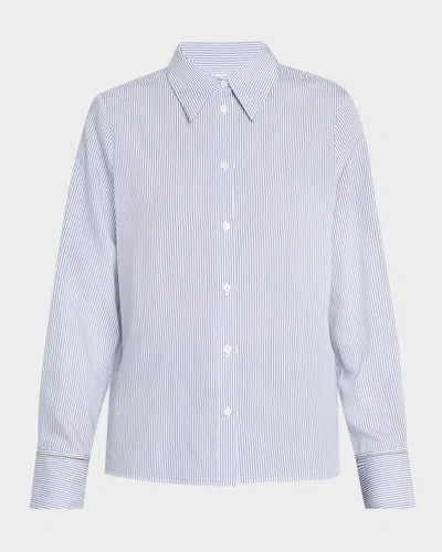 Peserico Striped Punto Luce Button-down Shirt In Blue