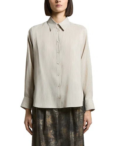 Peserico Striped Pure Silk Woman Shirt In Gray