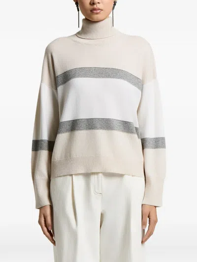 Peserico Striped Roll-neck Jumper In Multi