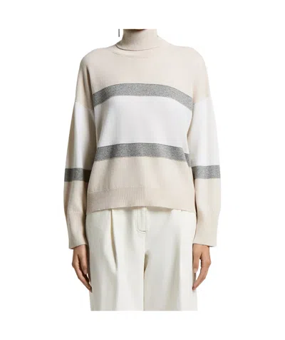 Peserico Striped Roll-neck Jumper In Multi