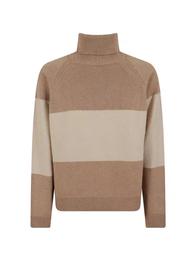 Peserico Striped Roll-neck Sweater In Multi