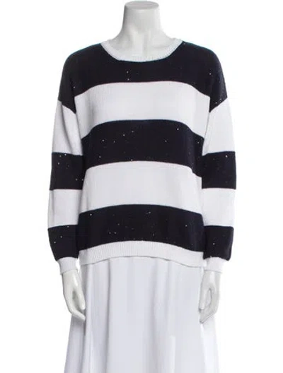 Pre-owned Peserico Striped Scoop Neck Sweater In Blue