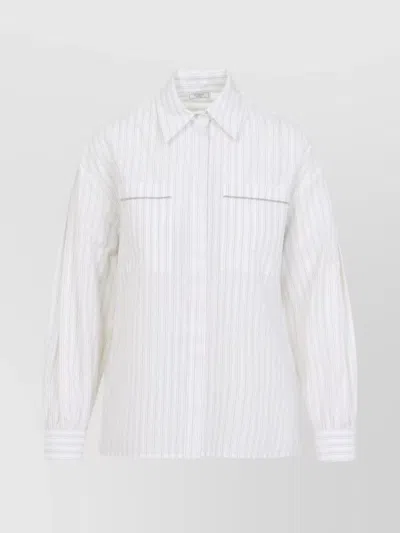 PESERICO STRIPED SHIRT PEARL POCKETS
