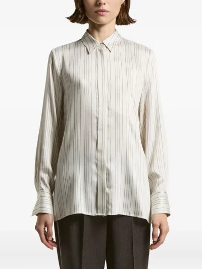 Peserico Striped Shirt In Gray