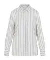 Peserico Striped Long Sleeve Shirt With Cuffed Sleeves In White