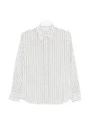 Peserico Vertical Stripe Long-sleeved Shirt With Classic Collar And Concealed Placket In White