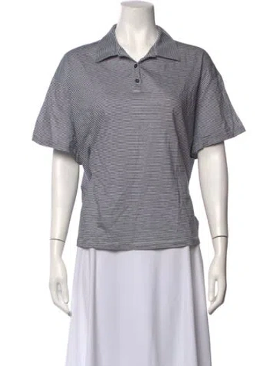 Pre-owned Peserico Striped Short Sleeve Polo In White