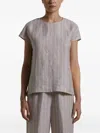 Peserico Striped Short-sleeve Top In Gray