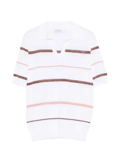 Peserico Striped Short-sleeve Top In White