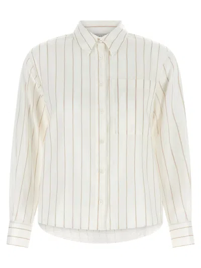 Peserico Striped Silk Blend Shirt In White
