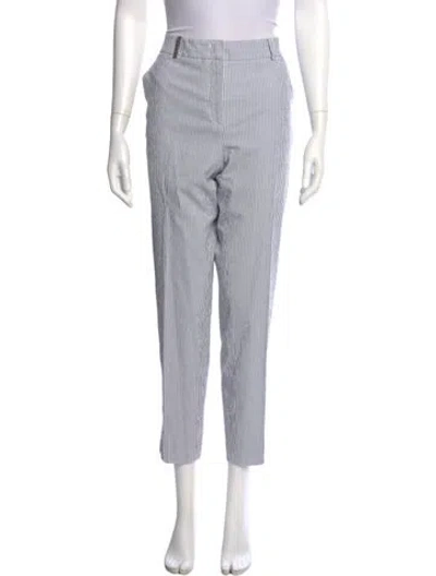 Pre-owned Peserico Striped Straight Leg Pants In Blue