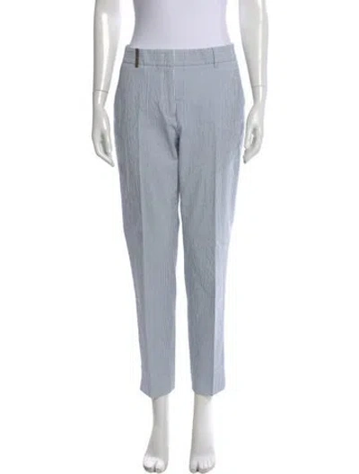 Pre-owned Peserico Striped Straight Leg Pants In Blue