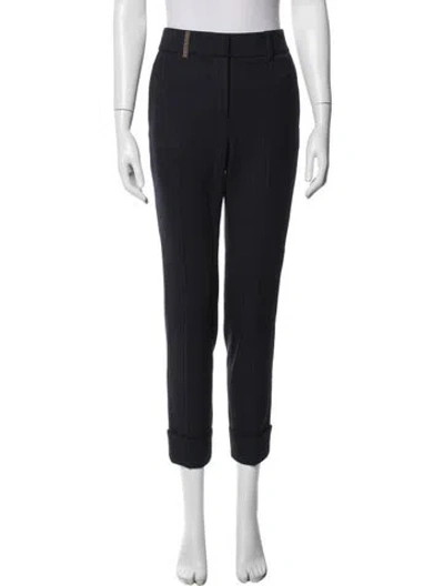 Pre-owned Peserico Striped Straight Leg Pants In Blue