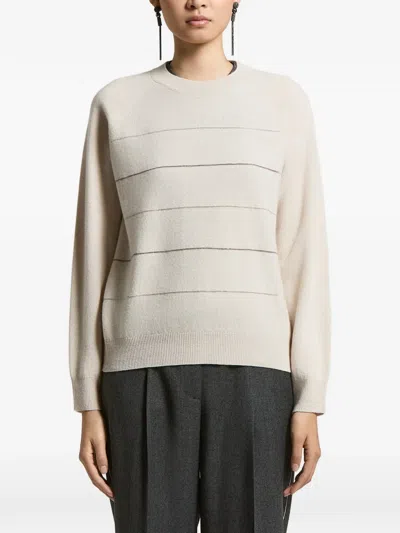 Peserico Striped Sweater In White